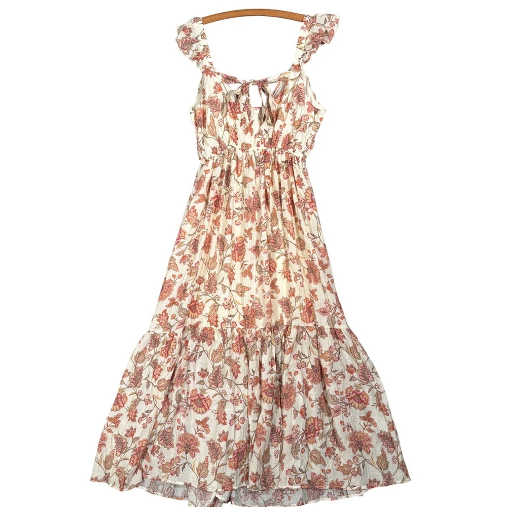 Torrid‎ Jane Jaco Whisper Cream Floral Maxi Dress Ruffle Surplice 1X 14-16 NEW - Picture 2 of 15